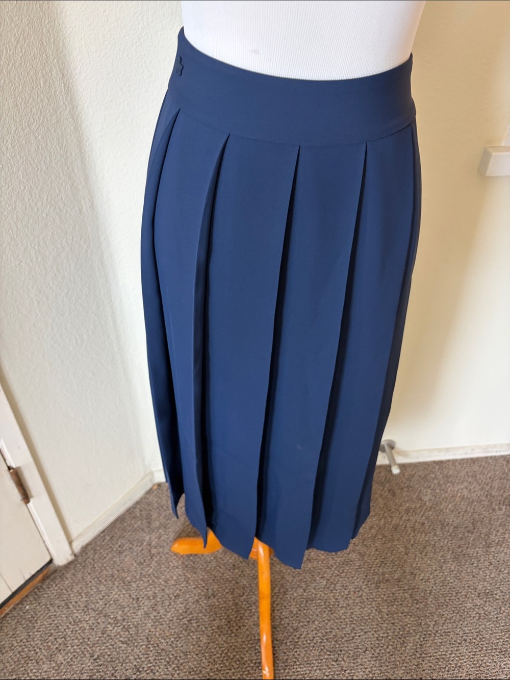 Lacoste Pleated Navy Midi Skirt - Women's Classic Style